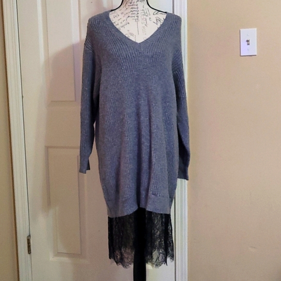 Who What Wear Women Long-sleeved Lace V neck Sweater Dress! - Picture 1 of 5